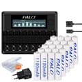 Miniatyrbillede 1 af 2: PALO AAA Genopladelige Batterier, 1100mAh Kapacitet, Smart Oplader Inkluderet,20 stk. og oplader