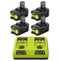 Miniatyrbillede 2 af 2: Ryobi P108 Erstatningsbatteri, 6000mAh Kapacitet, Kompatibel med Flere Modeller,4 Batteri 1 Oplader