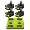 Miniatyrbillede 1 af 2: Ryobi P108 Erstatningsbatteri, 6000mAh Kapacitet, Kompatibel med Flere Modeller,4 Batteri 1 Oplader