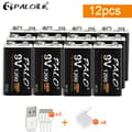 Miniatyrbillede 2 af 2: PALO 9V Genopladeligt Li-ion Batteri, 1200mAh Kapacitet, Tilgængelig i 8-16 stk,12 stk. batteri