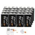 Miniatyrbillede 1 af 2: PALO 9V Genopladeligt Li-ion Batteri, 1200mAh Kapacitet, Tilgængelig i 8-16 stk,16 stk. batteri