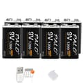 Miniatyrbillede 1 af 2: PALO 9V Genopladeligt Li-ion Batteri, 1200mAh Kapacitet, Tilgængelig i 8-16 stk,8 stk. batteri