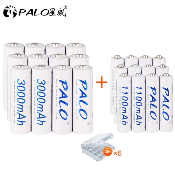Genopladelige batterier, 3000mAh kapacitet, USB-oplader, 12AA 12AAA