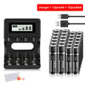 Miniatyrbillede 2 af 2: PALO Genopladelige Batterier, 3400 mWh AA Kapacitet, 900 mWh AAA Kapacitet,12AA AAA 1 Oplader, 1,5V