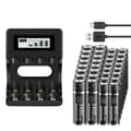 Miniatyrbillede 1 af 2: PALO Genopladelige Batterier, 3400 mWh AA Kapacitet, 900 mWh AAA Kapacitet,16AA AAA 1 Oplader, 1,5V