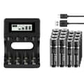 Miniatyrbillede 1 af 2: PALO Genopladelige Batterier, 3400 mWh AA Kapacitet, 900 mWh AAA Kapacitet,8AA AAA 1 Oplader, 1,5V