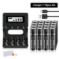 Miniatyrbillede 2 af 2: PALO 1.5V AA Genopladeligt Batteri, Høj Kapacitet 3400mWh, Lang Levetid på 1500 Cyklusser,16 stk. AA og oplader