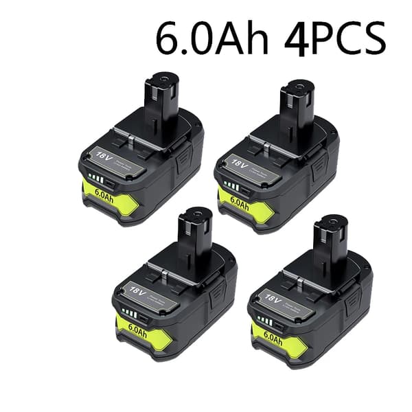 RYOBI 18V Batteri, 6.0Ah Kapacitet, Kompatibel med RYOBI Verktyg,4 batteri