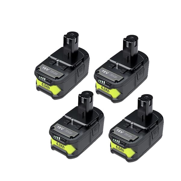 RYOBI 18V Batteri, 6.0Ah Kapacitet, Kompatibel med RYOBI Verktyg,4 batteri