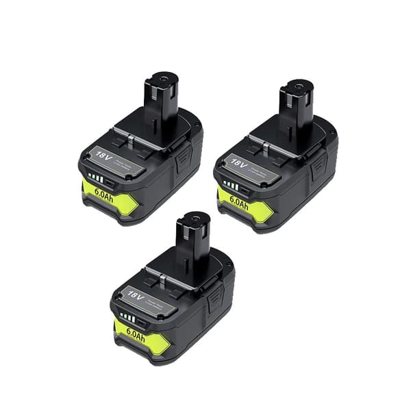 RYOBI 18V Akku, 6.0Ah Kapasiteetti, Yhteensopiva RYOBI Työkalujen Kanssa,3 akkua