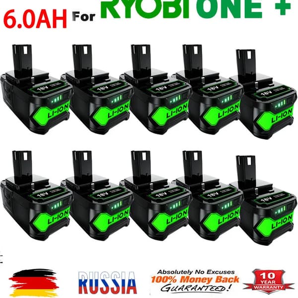 RYOBI P108 Batteriudskiftning, 6000mAh Kapacitet, Kompatibel med P104, P107,10 Picec batteri