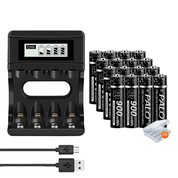 1,5V AAA litiumioni ladattava akku, USB-laturi, 900mWh kapasiteetti,16AAA ja Laturi