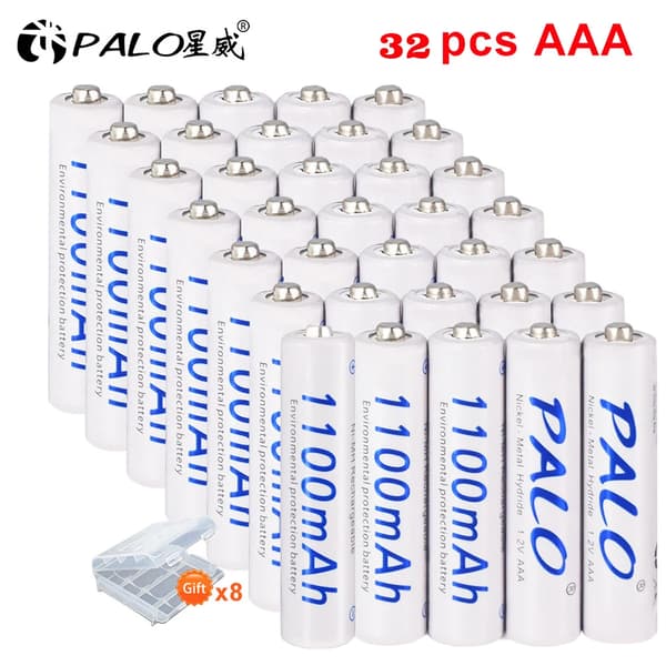 Genopladeligt AAA-batteri, 1100mAh kapacitet, NI-MH teknologi, 32 stk, 1,2V