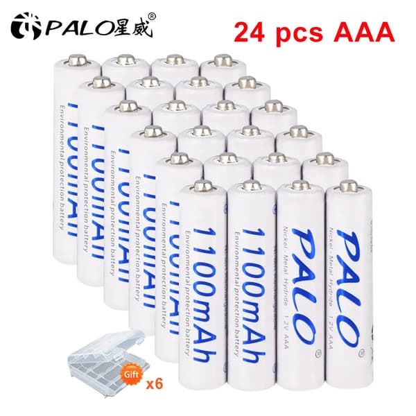 Genopladeligt AAA-batteri, 1100mAh kapacitet, NI-MH teknologi, 24 stk, 1,2V
