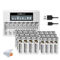 Miniatyrbillede 1 af 2: PALO Genopladelige Batterier, AA 3500mWh, AAA 1300mWh,12AA 12AAA 1Lader