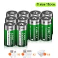 Miniatyrbillede 2 af 2: Genopladelige C-størrelse batterier, 1,5V 6000mWh, USB-C opladning, Langvarig holdbarhed,10 stk batteri