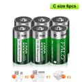 Miniatyrbillede 2 af 2: Genopladelige C-størrelse batterier, 1,5V 6000mWh, USB-C opladning, Langvarig holdbarhed,6 stk batteri