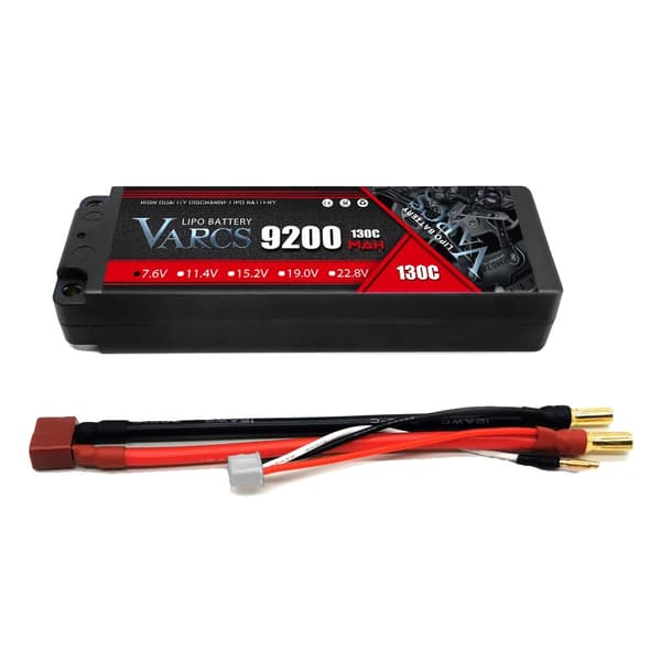 VARCS 2S Lipo-batteri, 9200mAh kapacitet, 130C afladningshastighed,5PCS2S9200130CT5MM