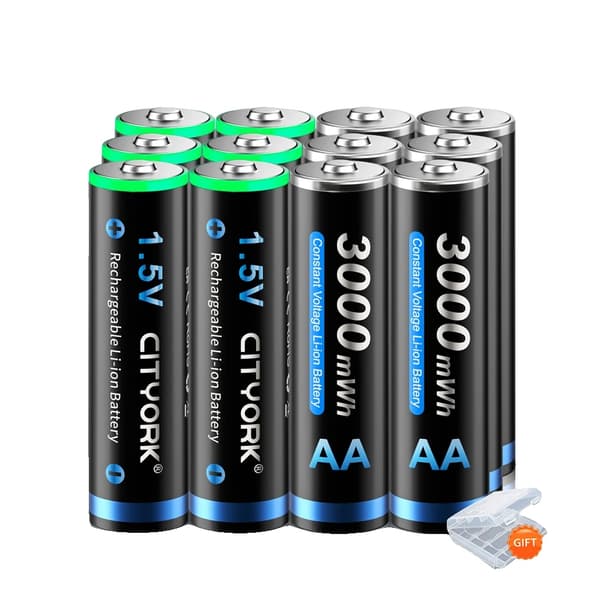 Genopladeligt AA-batteri, Langtidsholdbart, LCD USB-oplader, 12AA batteri
