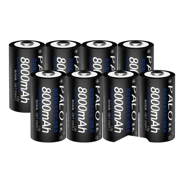 Genopladeligt D-størrelse batteri, 8000mAh kapacitet, Egnet til gasovne, 12V, 8 stk