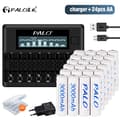Miniatyrbillede 2 af 2: PALO AA Genopladelige Batterier, 3000mAh Kapacitet, Inkluderer Oplader,24 stk. og oplader