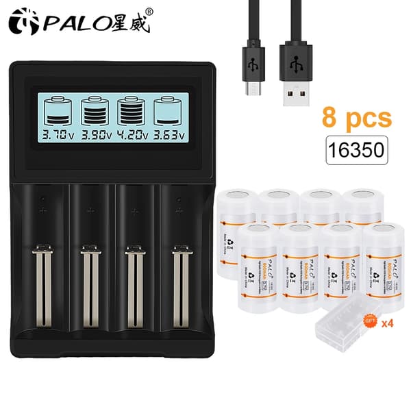 Genopladelige Lithium Batterier, 37V Kapacitet, Kompatibel med Laserpenne og LED Lommelygter, 8 stk 1 oplader