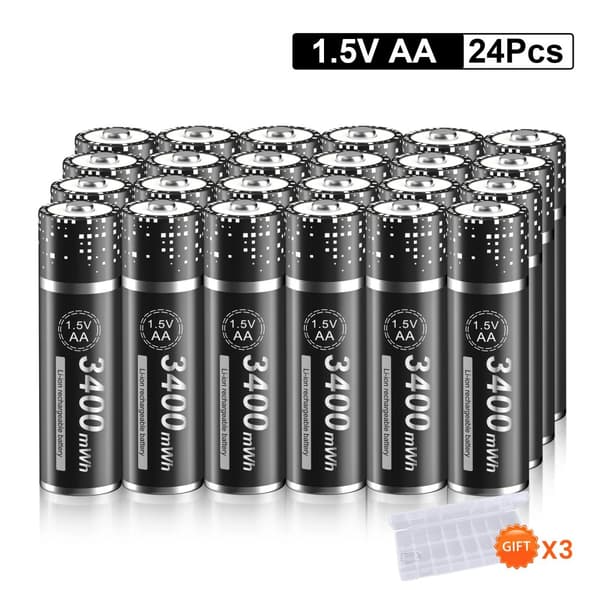 PALO 1.5V Li-ion AA Genopladeligt Batteri, 3400 mWh Kapacitet, Alsidigt til Elektronik,24 STK, 1,5V