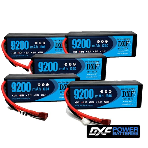 DXF Lipo-batteri, 11,4V spænding, 9200mAh kapacitet,5PCS3S9200130CXT90