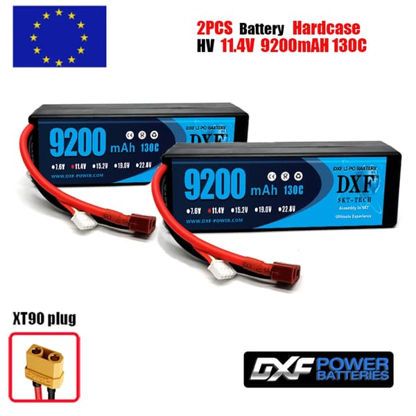 DXF Lipo-batteri, 11,4V spænding, 9200mAh kapacitet,2PCS3S9200130CXT90