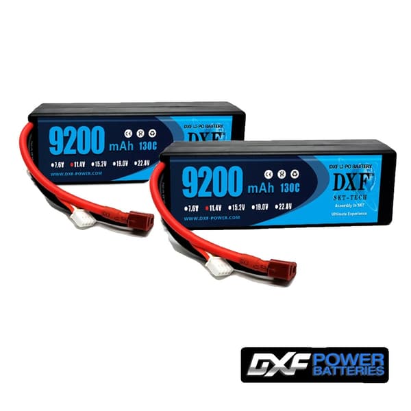 DXF Lipo-batteri, 11,4V spænding, 9200mAh kapacitet,2PCS3S9200130CXT90