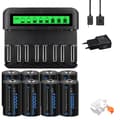 Miniatyrbillede 1 af 2: Genopladelige D-størrelse batterier, 6000-10000mAh kapacitet, hurtigopladningsfunktion,8 stk. og oplader