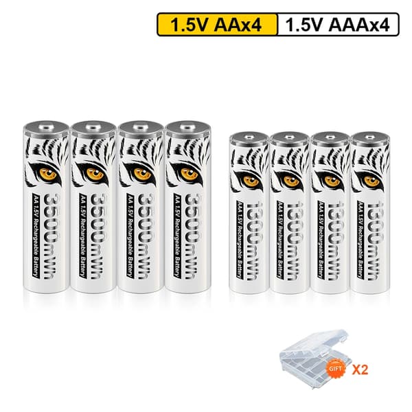 Genopladeligt Li-Ion batteri, LCD-skærm, USB-oplader, 4AA 4AAA