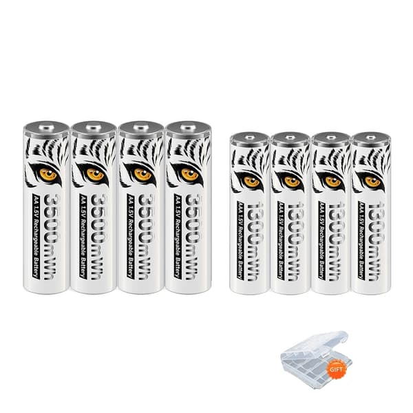 Genopladeligt Li-Ion batteri, LCD-skærm, USB-oplader, 4AA 4AAA