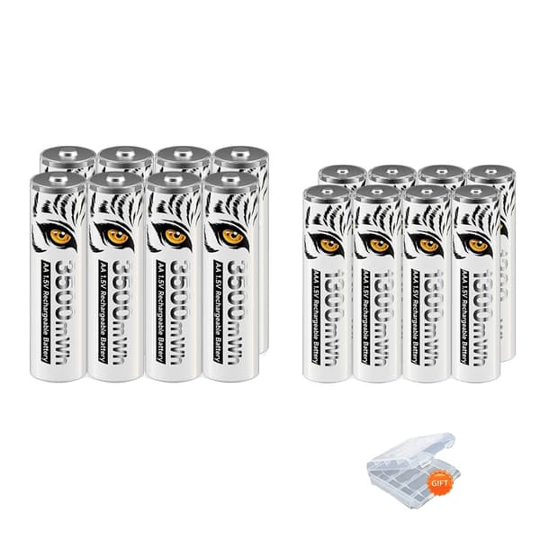 Genopladeligt Li-Ion batteri, LCD-skærm, USB-oplader, 8AA 8AAA