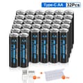 Miniatyrbillede 2 af 2: CITYORK Genopladeligt AA-batteri, 3000mWh kapacitet, USB-opladningsmetode,32 stk.