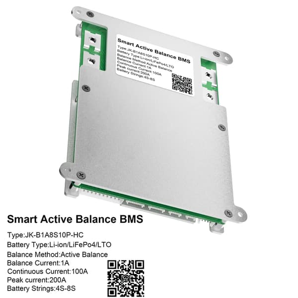 Smart Batteri Management System, Aktiv Balancering, Høj Strøm Kapacitet,JK-B1A8S10P-HC, 100A