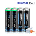 Miniatyrbillede 2 af 2: Genopladeligt AA-batteri, 3000mWh kapacitet, lithium polymer teknologi, 8PCS