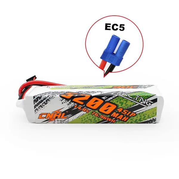 RC Lipo Batteri, Høj Kapacitet, Flere Tilslutningsmuligheder, 4S 5200mah 90C EC5