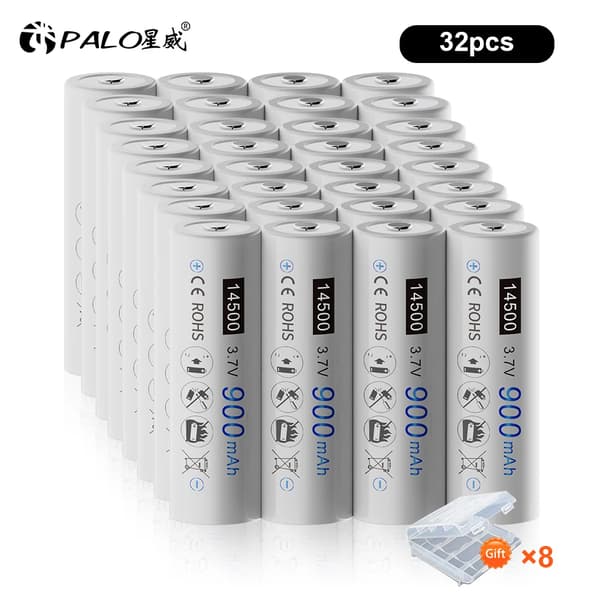 14500 Li-ion Genopladelige Batterier, 3,7V 900mAh, AA Størrelse,/1865032 stk. 14500/18650