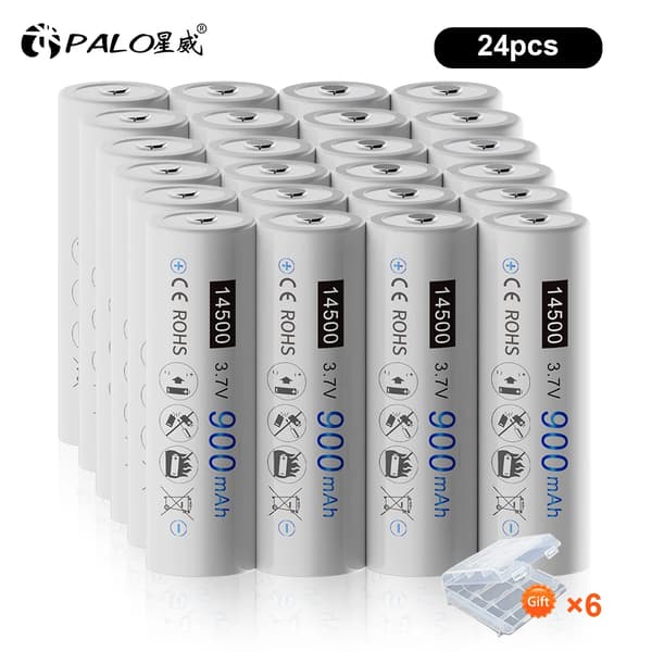 14500 Li-ion Genopladelige Batterier, 3,7V 900mAh, AA Størrelse,24 stk. 14500