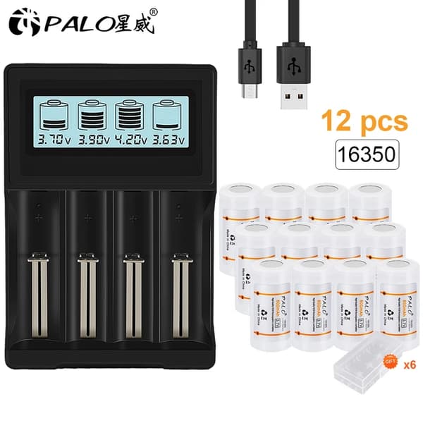 Genopladeligt batteri, 800mAh kapacitet, USB Smart oplader, 12 Batteri 1 Oplader