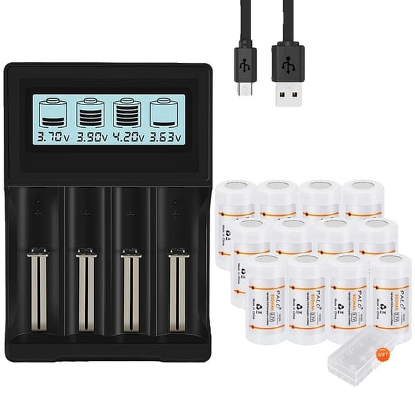 Genopladeligt batteri, 800mAh kapacitet, USB Smart oplader, 12 Batteri 1 Oplader