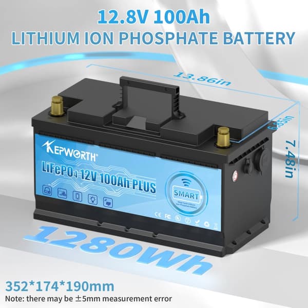 LiFePO4 batteri, indbygget Bluetooth, 6000 cyklusser, 12V100AH Bluetooth