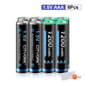 Miniatyrbillede 2 af 2: Genopladelige AAA-batterier, 1200mWh kapacitet, Li-ion teknologi, 8PCS