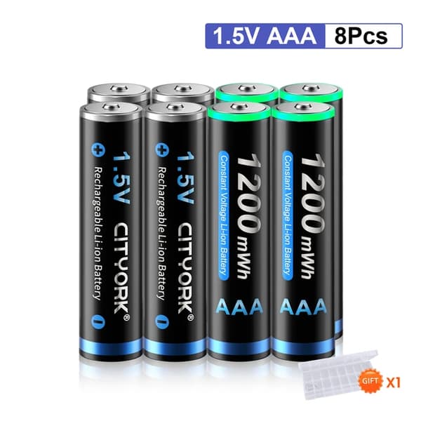 Genopladelige AAA-batterier, 1200mWh kapacitet, Li-ion teknologi, 8PCS