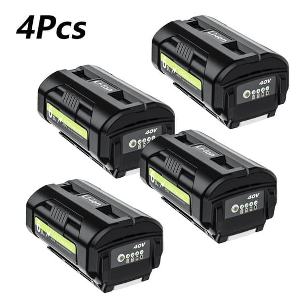 40V Li-ion batteri, 6000mAh kapacitet, kompatibel med flere Ryobi modeller,4 stk. batteri