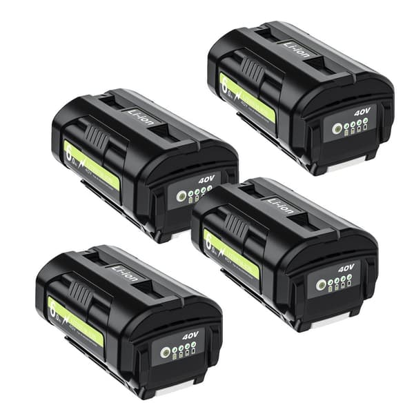 40V Li-ion batteri, 6000mAh kapacitet, kompatibel med flere Ryobi modeller,4 stk. batteri