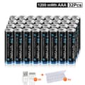 Miniatyrbillede 2 af 2: CITYORK AAA genopladelige batterier, 1200mWh kapacitet, Micro USB opladning,32 stk.
