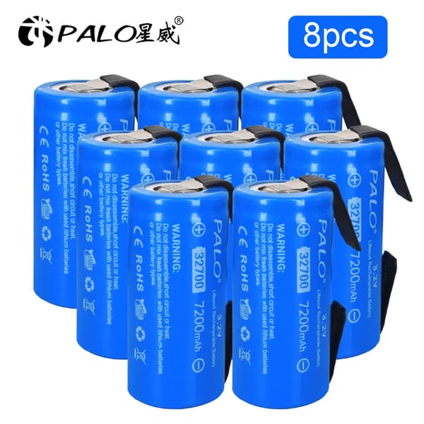Uppladdningsbart batteri, 7200mAh kapacitet, 5C urladdningshastighet, 8 st 32700