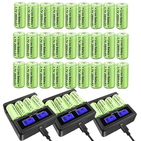 32X Genopladelige Batterier, 2800mAh Kapacitet, 3.7V Spænding,32XBatteri-4Opladning